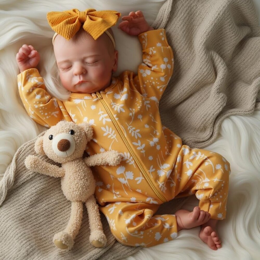 💫 Reborn Baby Dolls Yellow Realistic Soft Full Body Vinyl Clothes Toy Gift Kids